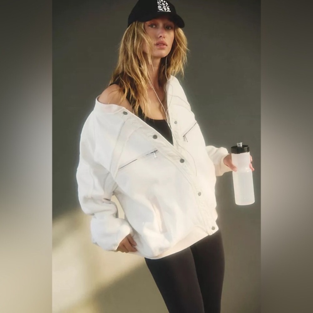 Free People! FP Movement Extra Innings Cardi In Ivory Combo NWT!